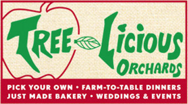 Logo for Tree Licious Organic Farm with a green leaf symbol.